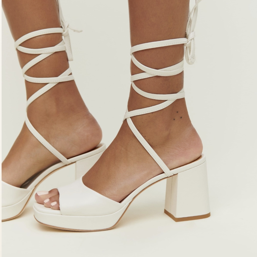 NEW Reformation Magda Ankle Tie Platforms